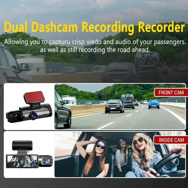 1080P Dual Dash Cam with Front & Rear Recording