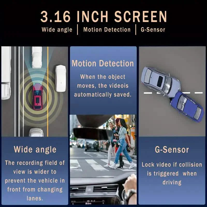 1080P Dual Dash Cam with Front & Rear Recording