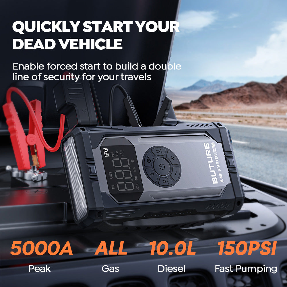 4-in-1 Car Jump Starter, Tire Inflator & Power Bank