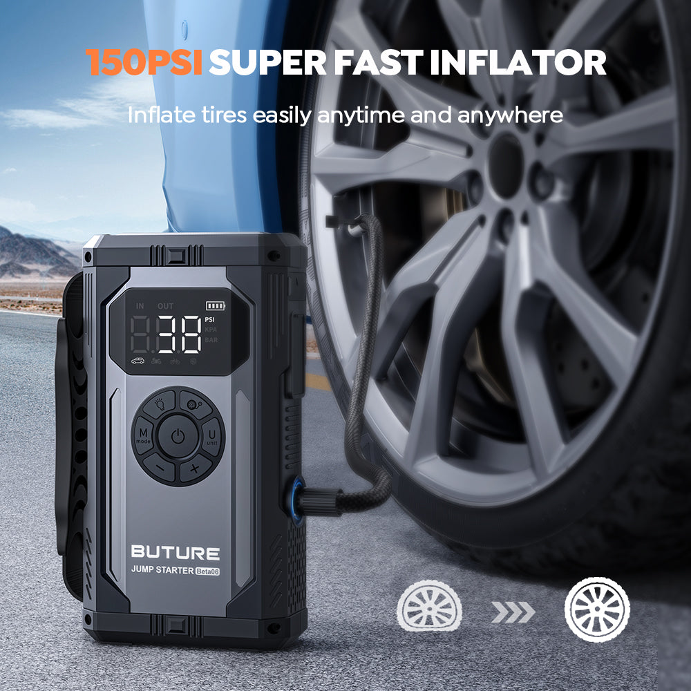 4-in-1 Car Jump Starter, Tire Inflator & Power Bank