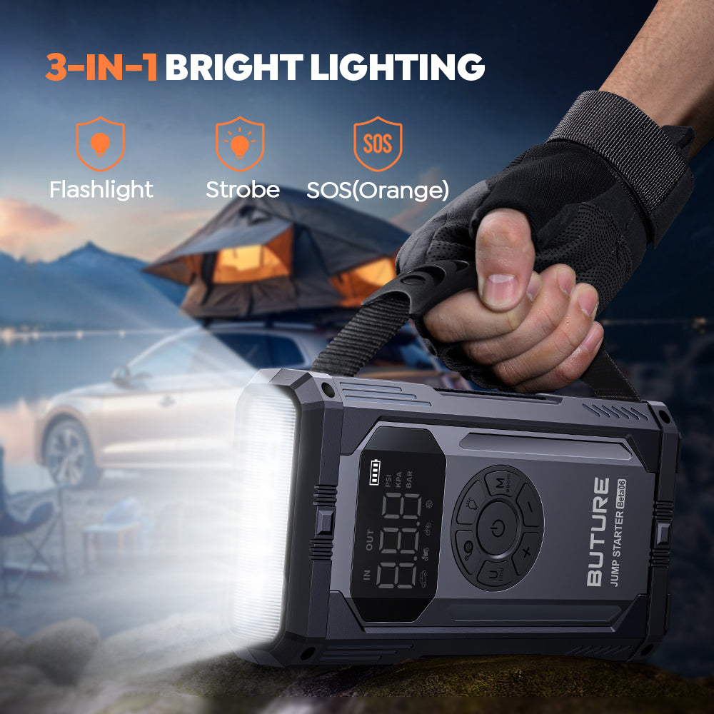 4-in-1 Car Jump Starter, Tire Inflator & Power Bank