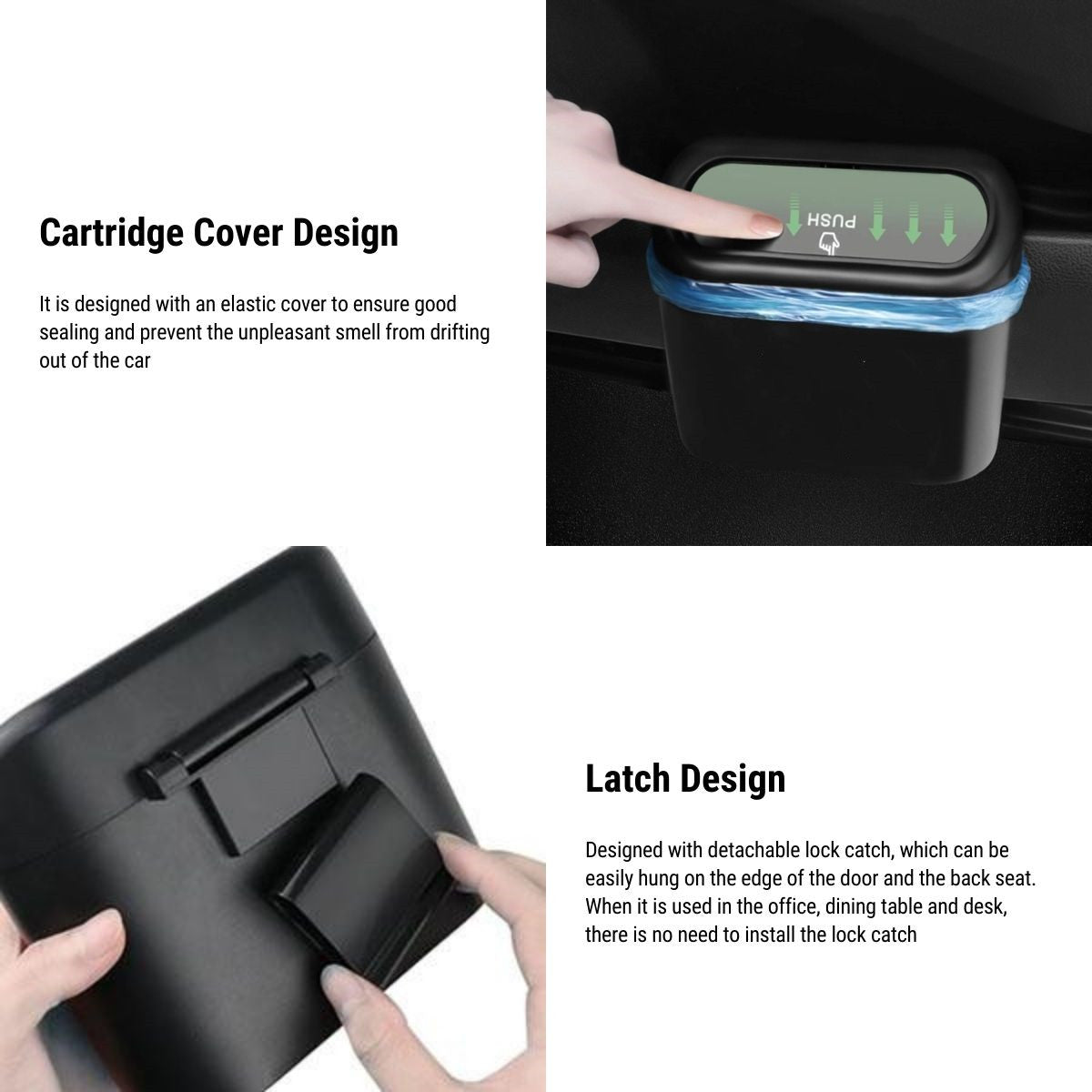 Premium Car Trash Can & Storage Organizer with 8 Refill Bag Rolls