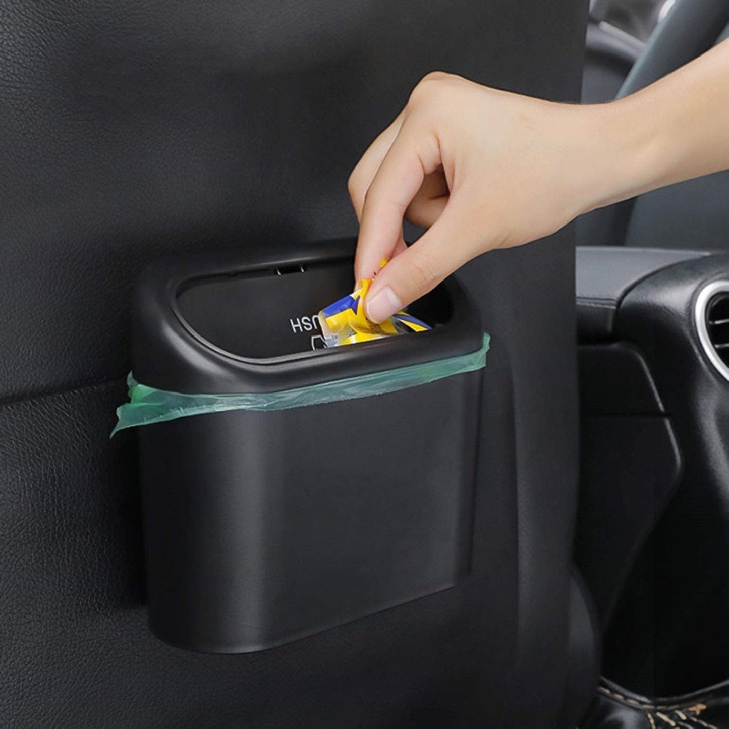 Premium Car Trash Can & Storage Organizer with 8 Refill Bag Rolls