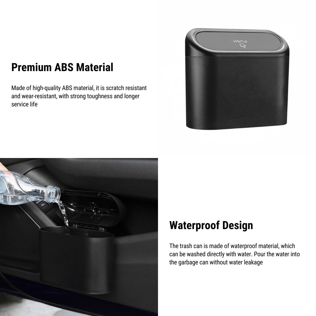 Premium Car Trash Can & Storage Organizer with 8 Refill Bag Rolls